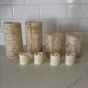 Rustic Birch LED Candle Set - Cream